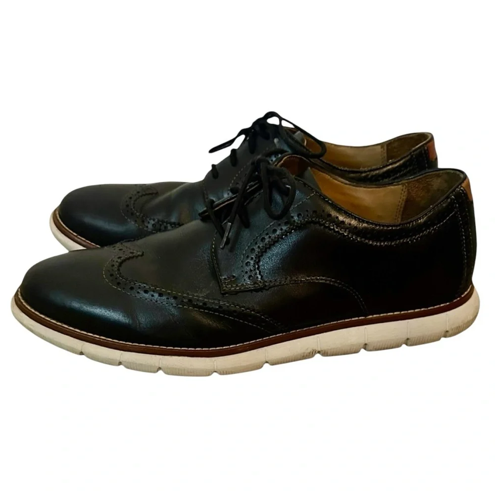 Johnston Murphy Men's Leather Holden Wingtip Oxford Black Full‎ Grain Size 9W